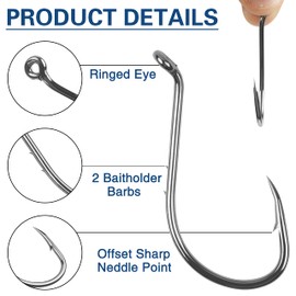 Octopus Fishing Hooks - 200pcs 2 Barbed Baitholder Fishhook Extra Sharp Black High Carbon Steel Circle Hooks for Freshwater Saltwater Size: 8#-6/0