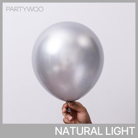 PartyWoo Metallic Silver Balloons 120 pcs Different Sizes Pack of 18 12 10 5 Inch Chrome Silver Balloon Arch Kit Garland for Graduation New Year Wedding Birthday Party Decorations Silver-G102