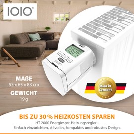 IOIO Elektronisches Heizungsthermostat HT 2000 | Heizkosten sparen bis 30% | Made in Germany | Einfache Installation | Heizkörperthermostat | Heizkörper Heizungsregler | Heizthermostat