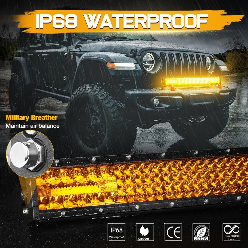 20 Inch Amber LED Light Bar, Niking Auto 150W Quad