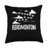 Birdminton Graphic Badminton Player Shuttlecock Sports Smash Throw Pillow