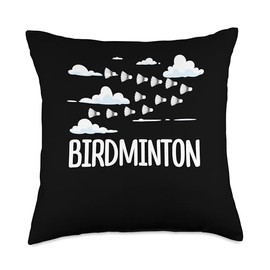 Birdminton Graphic Badminton Player Shuttlecock Sports Smash Throw Pillow