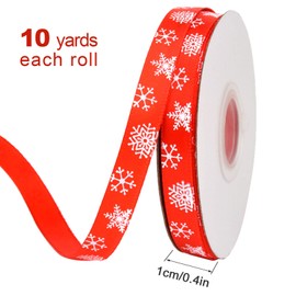 10 Rolls 1cm Christmas Grosgrain Ribbon Set 100 Yards Christmas Ribbon for Party Gift Wrapping, Hair Bows, Crafting, Wedding Decor