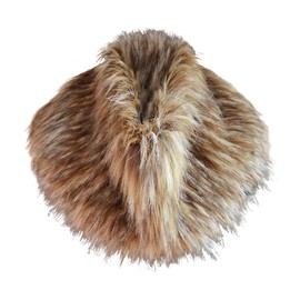 JIAHG Womens Winter Faux Fur Collar Scarf Wrap Soft Fluffy Plush Neck Warmer Shawl Fuzzy Neck Gaiter Elegant Vintage Stole Costume Collar Overcoats Outfit for Party Cosplay Photo (Brown)