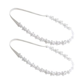 2 White Pearl Flower Hairbands, Simple And Fashionable, Baby Soft Elastic Headdress, Children'S Cute Hair Accessories, Clothing Accessories.