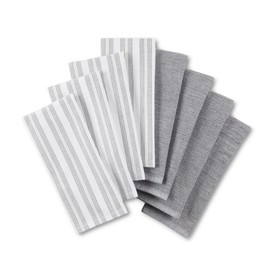 KitchenAid Chambray Stripe Kitchen Towels 8-Pack, Absorbent 100% Woven Cotton, Onyx Black/White, 17”x28”