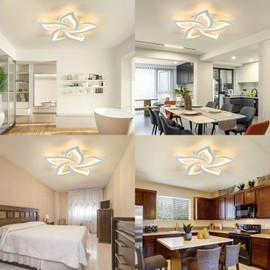 SKY ANGLE Ceiling Light Fixture with Remote Wireless Control, Dimmable LED with 3 Color Temperatures, 45W 3600 LM for Bedroom Living Room & Night