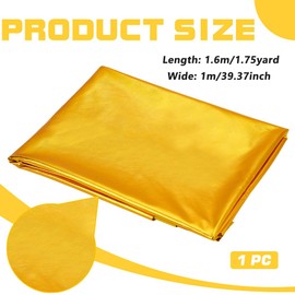 PH PandaHall Golden Stretch Shiny Fabrics, Metallic Foil Fabric, 1.6 m Wide, Polyester, Elastane, Stretch Fabrics, Film, Sewing Fabric, Lame Fabric for Dance Wear, Crafts, Costumes, Decoration, 1 m