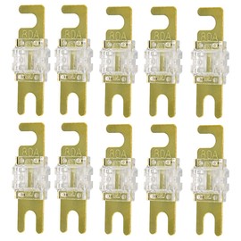 ZOOKOTO 10 Pack MANL ANL Fuse 20A 30A 40A 50A 60A 80A 100A 150A Mini ANL Fuse Gold (80A)