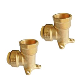 HQMPC 90 Degree Drop Ear Elbow, Push Fit Plumbing Fittings 2Pcs Push-to-Connect, No Lead Brass PEX Fittings for PE-RT, CPVC Pipe 3/4" Push Fit x 3/4" NPT Female Adapter with Disconnect Clip
