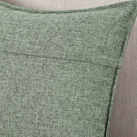 MADIZZ Set of 2 Flanged Linen Throw Pillow Covers 24x24 Inch Greyish White Soft Decorative Cushion Cover for Sofa Bedroom Pillow Shell