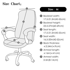 FORCHEER - Funda para silla de oficina, repelente al agua, jacquard, giratoria, extraíble, elástica, universal, para silla de computadora, M, con funda para brazo de silla, color gris oscuro