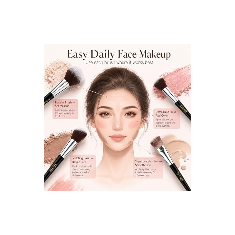 4PCS Face Makeup Brushes Set, Soft Synthetic Bristles for Foundation