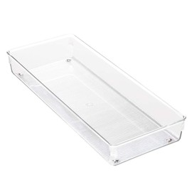 iDesign Linus Plastic Kitchen Drawer Organizer for Silverware, Spatulas, Cutlery, Gadgets, Office Supplies, Cosmetics, 6" x 15" x 2" - Clear