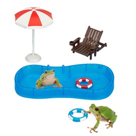 Tree Frog Tank Accessories Toad Habitat Decoration Frog Terrarium Decor for Amphibians, Aquatic Frogs, Toads, Turtles, and Hermit Crabs (Pool Set)