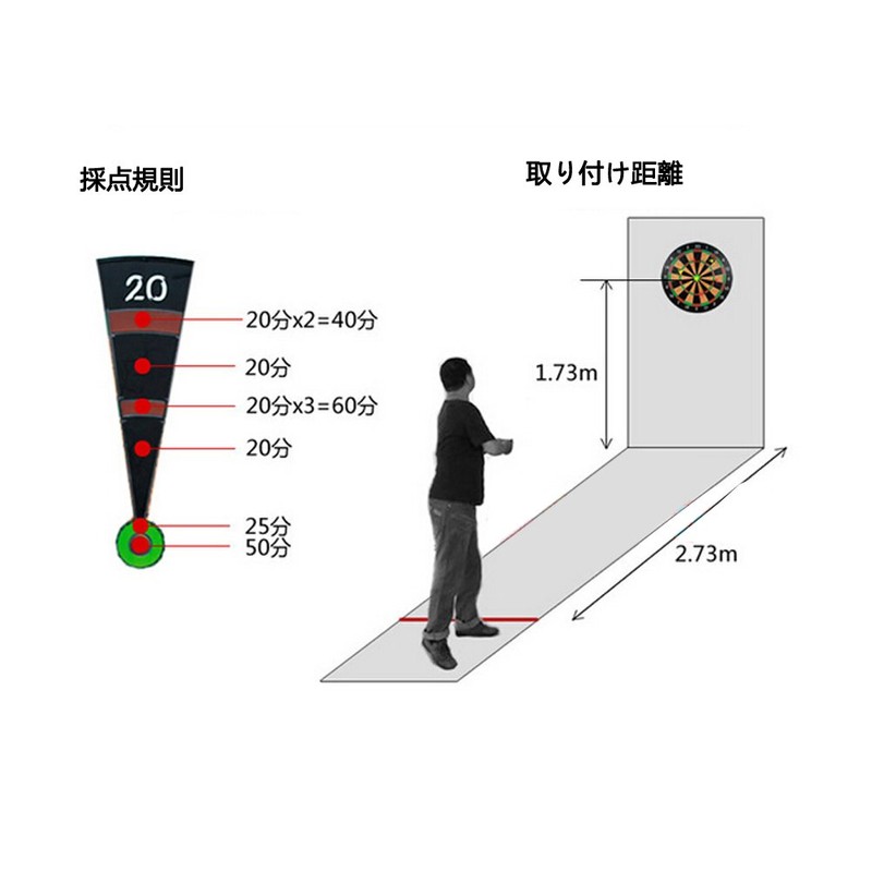 Dart Board, 11.8 inches (30 cm), Hard Household Tarboard, Dart