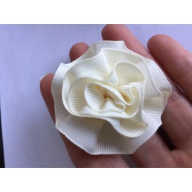 Unbranded Carnation Shaped Lapel Stud Pin - Antique White/Cream Ribbon Texture 2 Inch