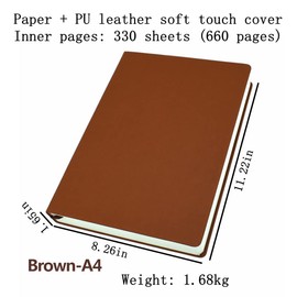 Thick Sketchbook 660 Pages Notebook Soft Faux Leather Cover Journal 80GSM Paper Notepad Drawing Book Memo Writing Sketch Pad Diary Notebook