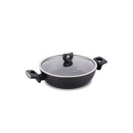 Korkmaz Nora Granite Low Casserole Pot 26x6.3 | Non Stick Coating Stock Pot with Scratch Resistance and Eco-Friendly Technology