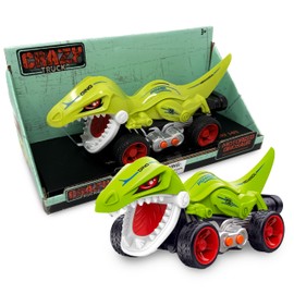 Thin Air Brands Crazy Truck Motorized Dinosaur with Sound Effects - Battery Powered Stunt Toy for Kids - Green Dino Truck with Exciting Sounds for Boys and Girls