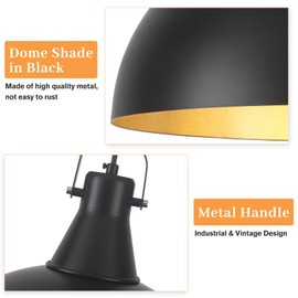 PINDODO Black Pendant Light 2 Pack, 15.7 Inch Farmhouse Pendant Lights Kitchen Island, Large Industrial Hanging Light for Kitchen Dining Room