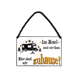 Tin Sign Motorhome – Funny Metal Sign with Cord and Suction Cup – Funny Decoration Gift Camping Caravan Caravan Accessories Indoor Motorhome Equipment – 18 x 12 cm