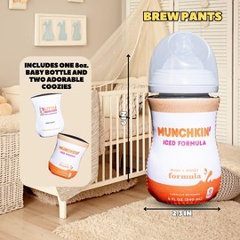 Brew Pants Coffee Themed Coozies for Baby Bottles - Funny Gift for New Parents & Baby Showers - (2 Premium Designed Neoprene Coozies + BPA/Lead/Phthalate Free Bottle Included)