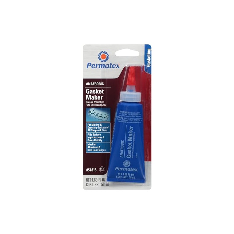 Permatex 51813 Anaerobic Gasket Maker, 50 ml Tube , Red,