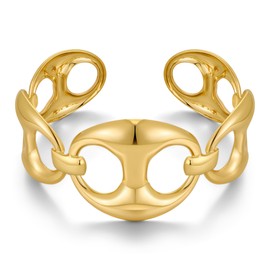 ENSKEFEN Gold Statement Cuff Bracelets for Women Chunky Open Bangle Bracelet Minimalist Bold Trendy Irregular Hollow Gold Bracelets