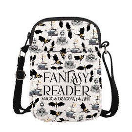 JTOUK Romantasy Novel Fantasy Reader Crossbody Bag Book Lover Gift Bookish Gift Reading Gift (Fantasy Reader CR EU)