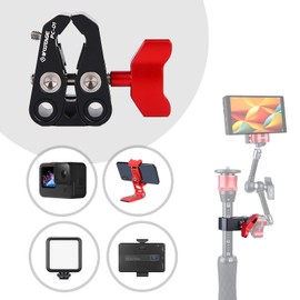 IFOOTAGE Phone Camera Super Clamp Quick Release, Comes with The 3/8" to 1/4" Screw, 3/8" Thread, Clamp Adjustable Range 20-48mm, Internal Gasket, Pipe for Tripods Microphone Stands Motorbikes