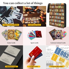Card Binder 4 Pocket,Collectible Trading Card Albums Fits 400 Cards with 50 Removable Sleeves,Portable Trading Collection Album Holder,Game Card Case book With Zipper for Gifts,Library bookshelve