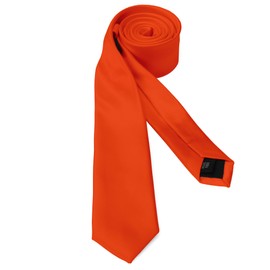 Landisun Orange Tie Men Women Solid Skinny Ties Slim Ties Satin Tie-Orange