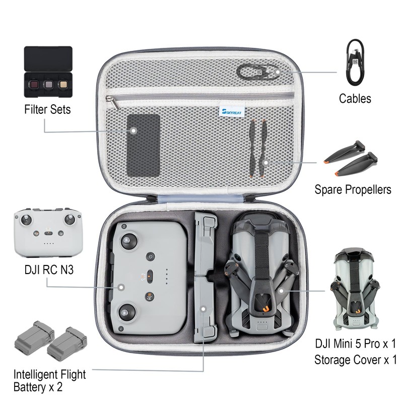 SKYREAT Mini 5 Pro Bag, Portable PU Leather Storage Bag,