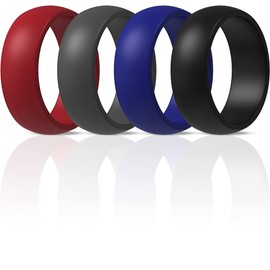 ThunderFit Mens Silicone Wedding Rings Wedding Bands - 3 Pack (Black, Dark Grey, Blue, 12.5-13 (22.2mm))
