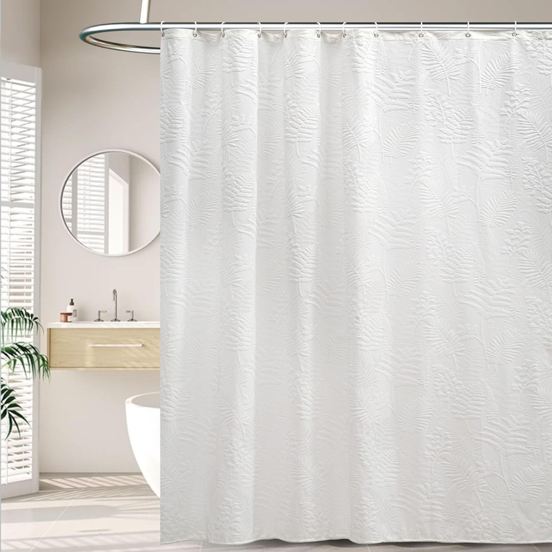 Lameirose Extra Long White Shower Curtain Lace, 72 x 78