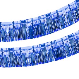 2 Pack Iridescent Fringe Float Curtain, Metallic Foil Fringe Garland Shiny Wall Hanging Drapes Tassel Foil Float for Parade Float Trailer, Outdoor Indoor Birthday Holiday Party Decoration (Royal Blue)