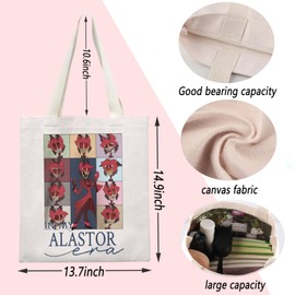 TSOTMO In My Alastor Era Tote Bag Cartoon Characters Fans Gift Alastor Demon Lover Reusable Grocery Bags Hazbin Anime Merch (Alastor ERA)