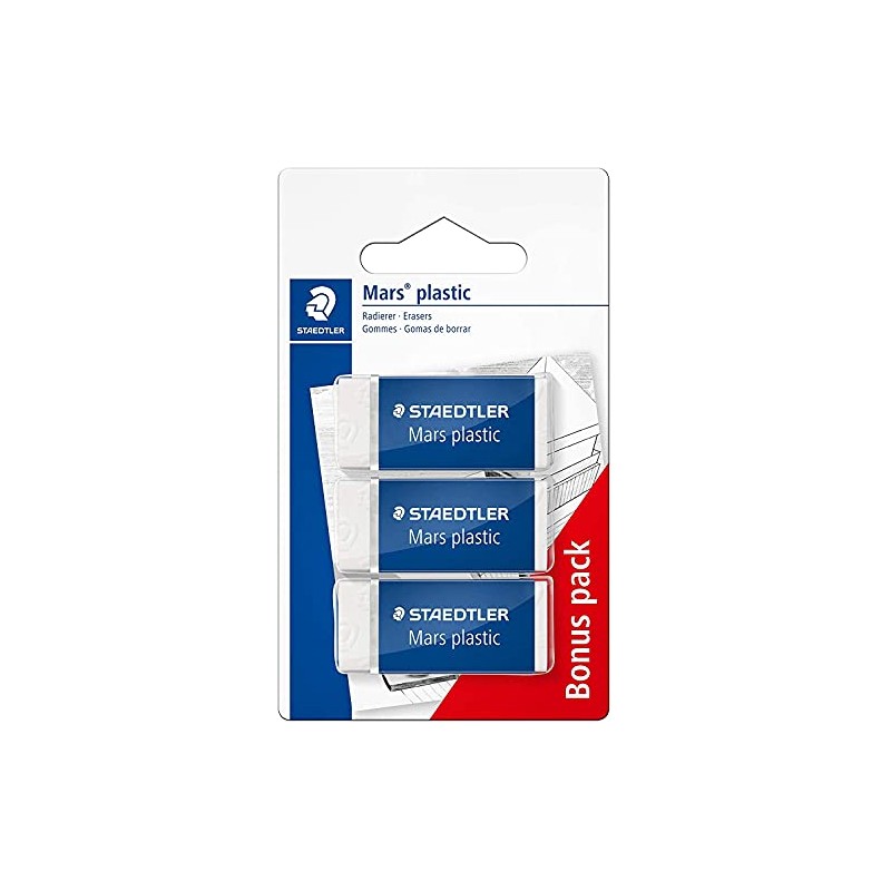 Staedtler Mars 526 53 ABK3D Eraser, Plastic, Mini, Phthalate- and