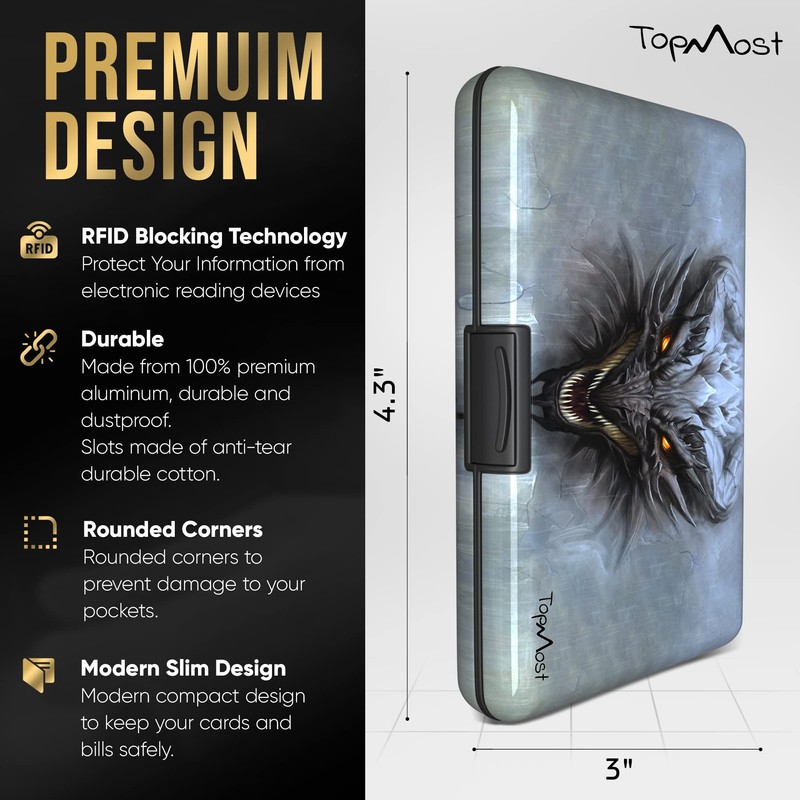 TopMost RFID-Blocking Aluminum Wallet Credit Cards Holder for Men &