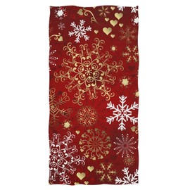 Pfrewn Christmas Red Gold Snowflake Hand Towels 16x30 in Retro Glitter Bathroom Towel Ultra Soft Highly Absorbent Kitchen Dish Towel Merry Christmas X-mas Winter Bathroom Decor Gifts