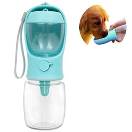 EZONEDEAL 350 ml Dog Water Bottle for Walking Hiking Camping Beach Outdoor Travel Lead Leash Accessory Puppy Dogs Pets Drink Alternative to Pet Collapsible Bowl Small (Blue)