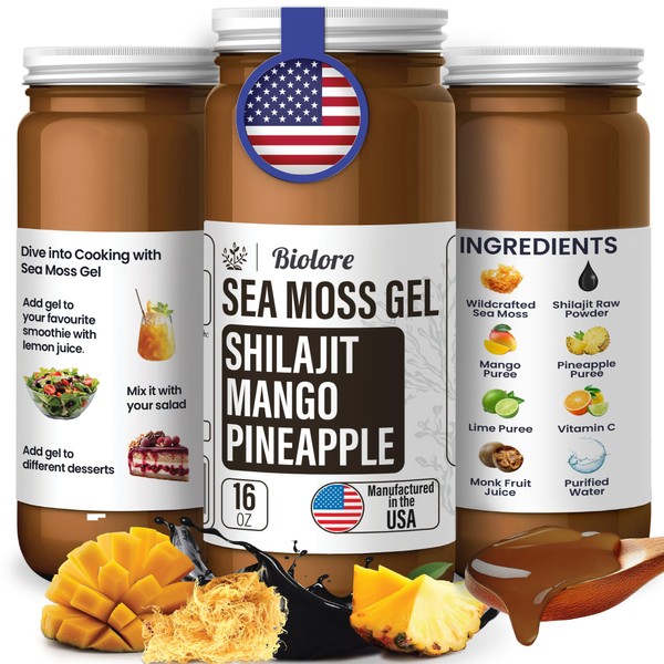 Biolore Sea Moss Gel - Shilajit 16oz, Wildcrafted Irish Seamoss