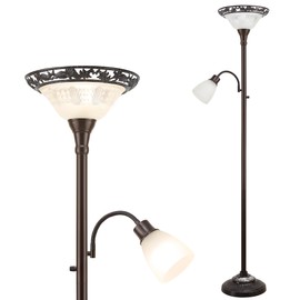 Luvkczc 70" Floor Lamp for Living Room, Bedroom, Office - 2 Head Standing Lamp with Metal Pole & Heavy Base - Vintage Tall Corner Reading Light - No Bulbs Included