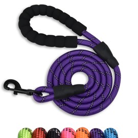 Panykoo 5/6 FT Strong Pet Dog Leash with Soft Padded Handle,Highly Reflective Rope for Night Walking,360-Degree Rotating Metal Buckle Without Tangles,Suitable for Small,Medium and Large Dogs.(5ft)