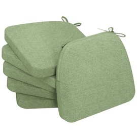 AAAAAcessories D-Shaped Chair Cushions for Dining Chairs with Ties and Removable Cover, 2'' Thick Dining Kitchen Chair Pads, Indoor Dining Room Chair Cushions, 17'' x 16'', 6 Pack, Sage