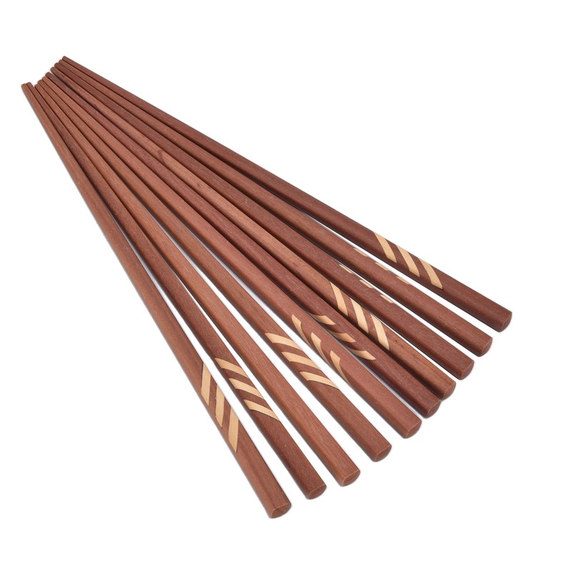 Wooden Chopsticks Japanese Style Rectangular Red Sandalwood Inlaid Boxwood Reusable