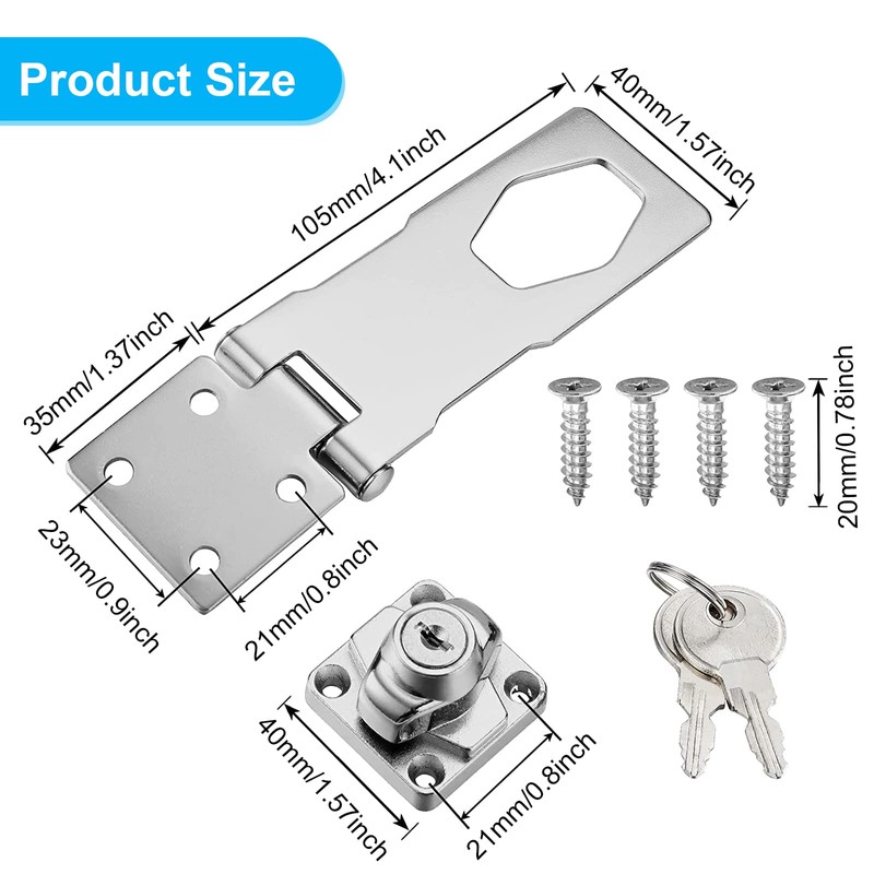 Keyed Hasp Locks, 2 Pcs Knob Locking Hasp, Cabinets Hasp
