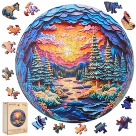 Wooden Puzzles for Adults,Colored Sunset Puzzles (Colored Sunset, Royal)