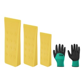 QUARKZMAN Plastic Felling Wedge Pack of 3 ABS Plastic Forestry Wedge 150/200/250 mm Splitting Wedge for Wood Plastic Wedges Felling Wedge with Gloves for Impact Wrench Felling Wedges Forest